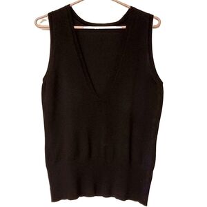 CLEO Y2K KNIT SWEATER VEST RIBBED V-NECK SLEEVELESS RELAXED FIT BLACK WOMENS